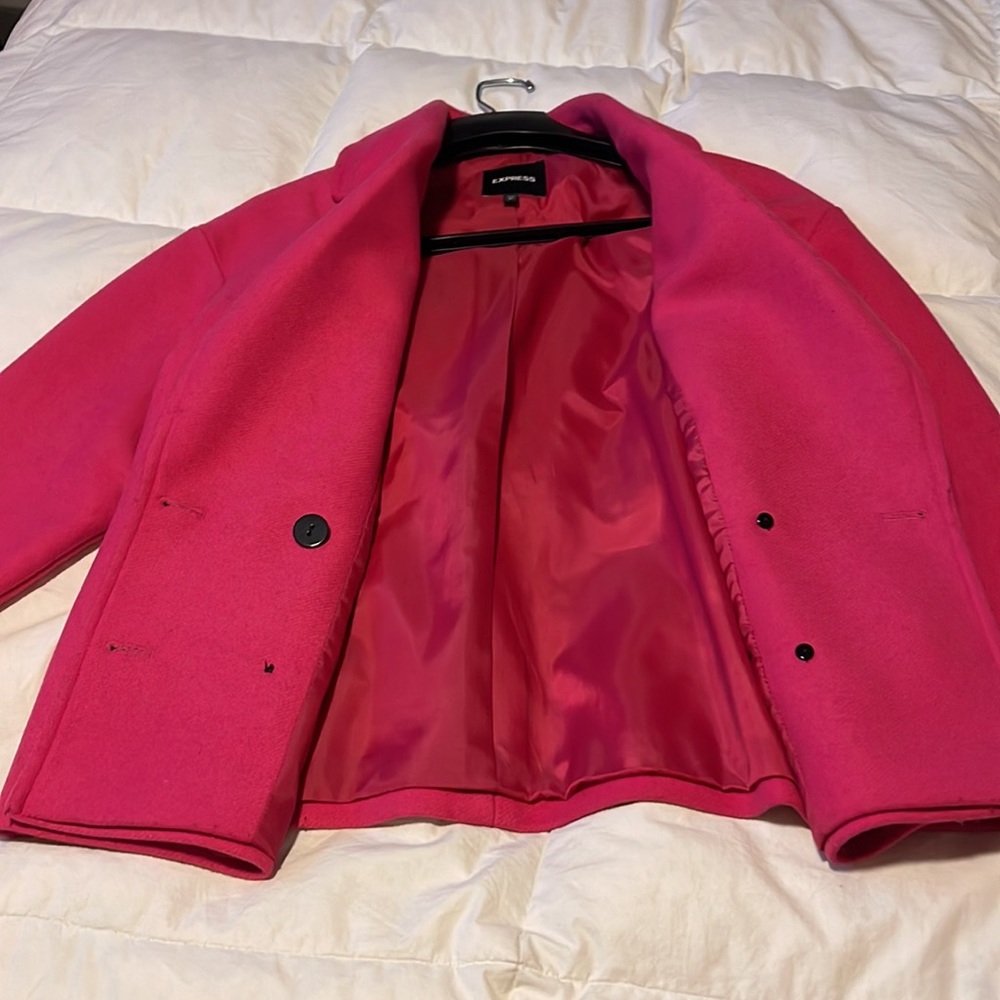 Express Hot Pink Recycled Wool Statement Jacket. - image 4